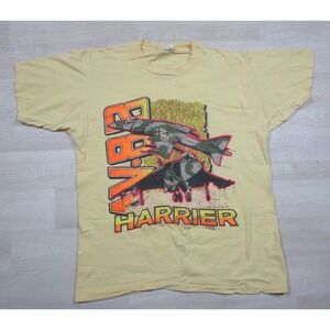 Vintage 80s Harrier Jet AV-8B T-Shirt Mens (L) Military Aircraft Eagle Ridge USA